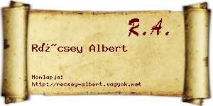 Récsey Albert névjegykártya